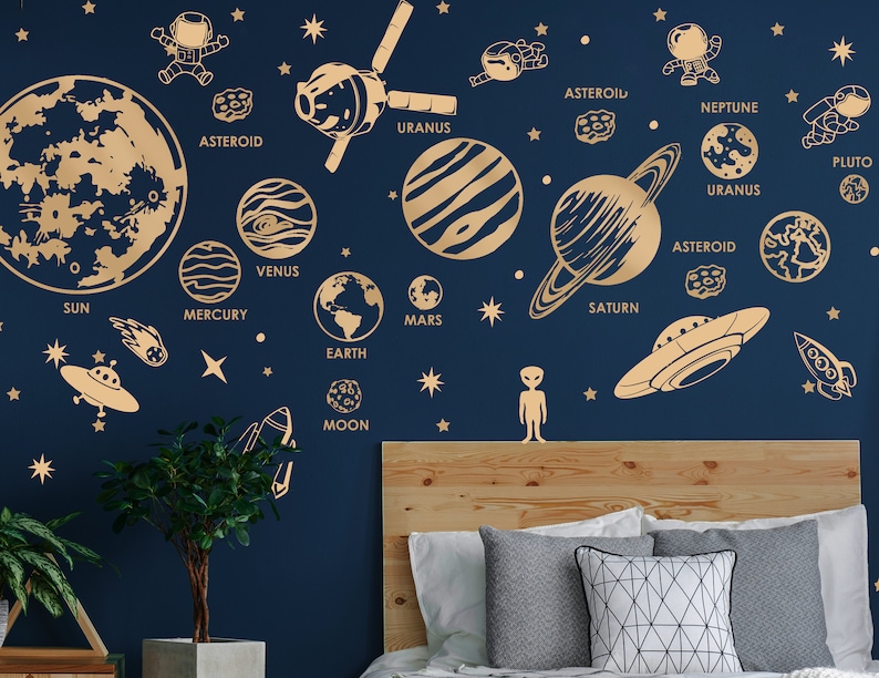 Space Wall Decal Solar System Vinyl Wall Decals Etsy Canada