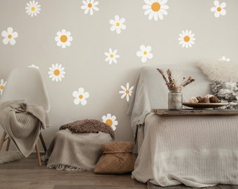 Daisy Wall Decal, Daisy Wallpaper, Boho Wall Decal, Flower Wall Decals, Floral wall decal, Nursery wall decal, Wildflower decal, Wall art