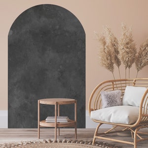 Modern Black Arch Wall Decal, Charcoal Texture Color Block, Wall mural art, Boho wall sticker, Peel and Stick, Home Room Decor, 103