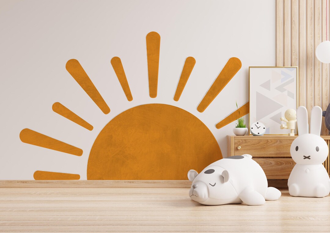 Large Half Sun Wall Decal, PAINTED TEXTURE - Nursery Decor | Kids Room ...