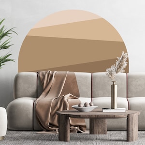 Arch Wall Decal Mocha Mousse Abstract Shape and Line Art Wall Sticker, Mid Century Modern Boho Sundown | Rising Sun, Sun decal,  A-4Mural