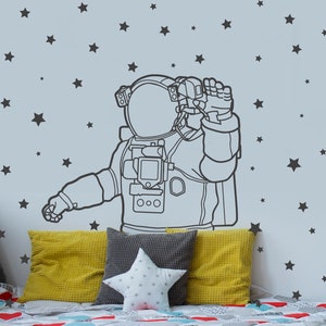 Astronaut wall decal, Astronaut in outer space wall decal, Spaceman, Space Themed Nursery, Space Wall Decal image 2