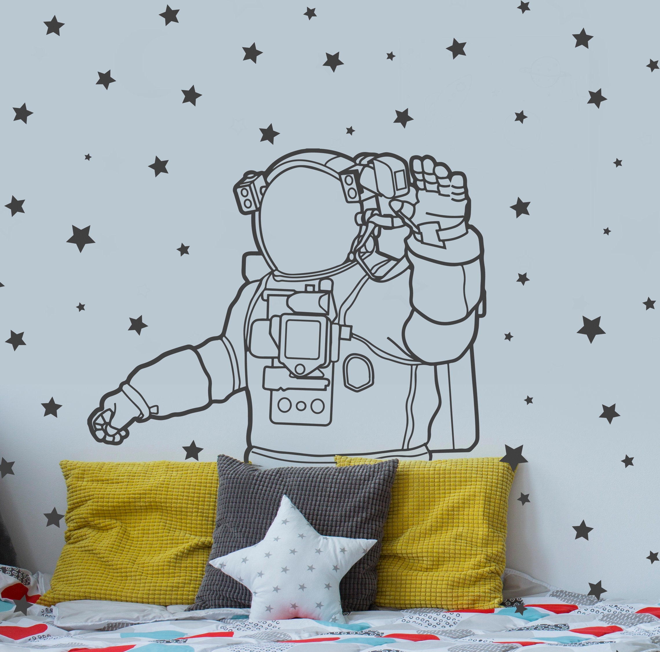 Astronaut Wall Decal Astronaut in Outer Space Wall Decal Etsy