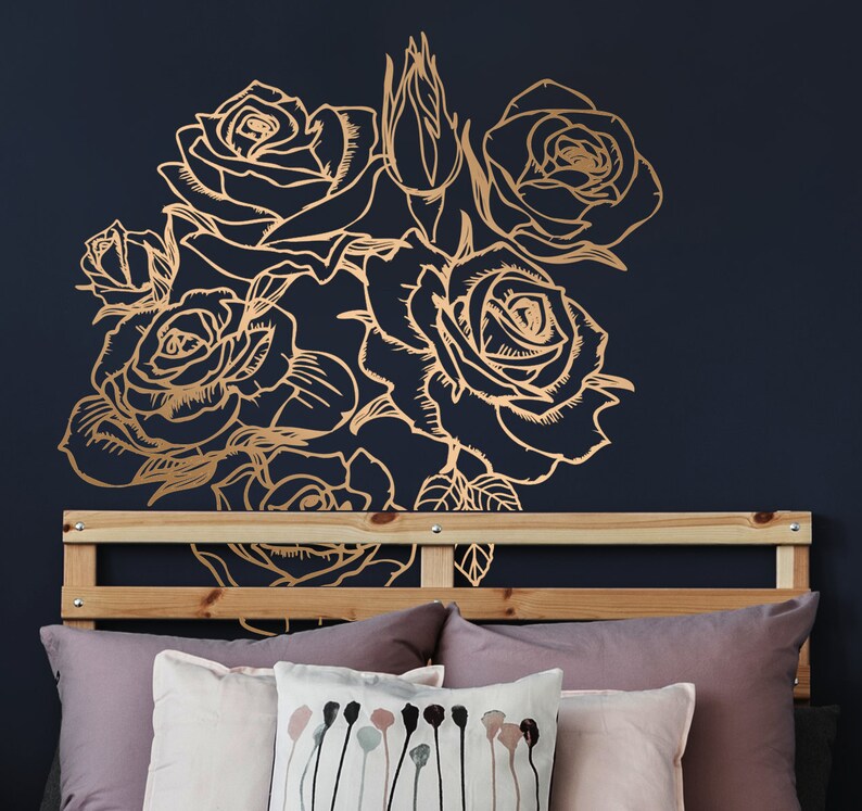 Roses Wall Decal Rose Flowers Sticker Floral Decoration Etsy