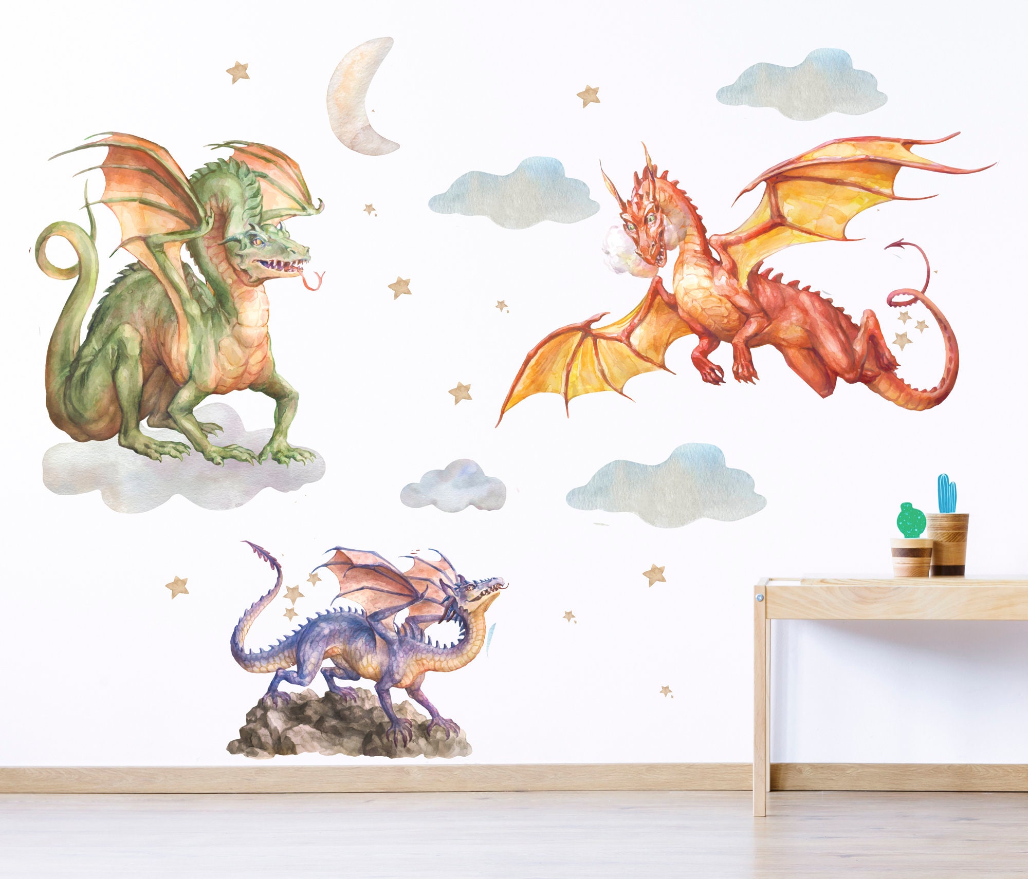 Dragons Wall Decal Dragons Sticker Dinosaurs Wall Sticker Etsy