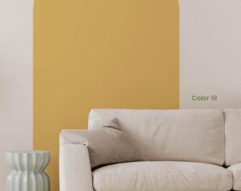 Yellow Arch Wall Decal, Butter Yellow Wall Sticker, Modern Nursery Wall Decal, Minimalist Kids' Room Art, Peel and Stick Headboard Mural 110
