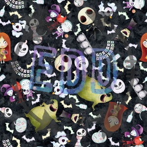 Nightmare - NBC - Seamless Pattern - Paper - Fabric Design - Planner - Stickers - Background - Seamless - Pattern - Jack - Skellington