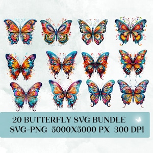 Schmetterling SVG | Schmetterling PNG Bundle | Schwarzer Schmetterling | Schmetterling Clipart | Schmetterling SVG für Cricut | Hauptfarbe Schmetterling |Gewerbliche Nutzung