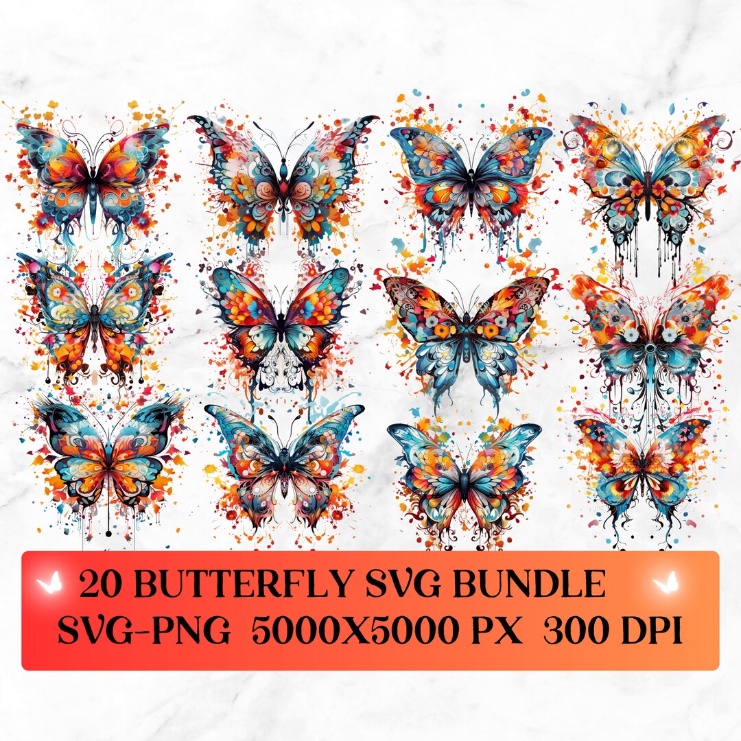 Butterfly SVG | Watercolor Butterfly | Butterfly PNG Bundle | High ...