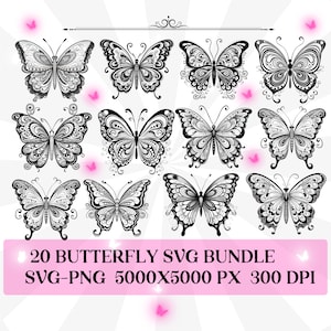 Papillon SVG | Papillon aquarelle | Paquet SVG papillon | Papillon noir | Papillon Clipart | Papillon SVG pour Cricut