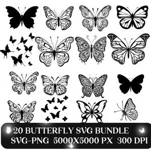 Schmetterling SVG | Schmetterling SVG Bundle | Schwarzer Schmetterling | Schmetterling Clipart | Schmetterling SVG für Cricut