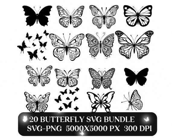 Butterfly SVG Butterfly SVG Bundle Black Butterfly Butterfly Clipart ...