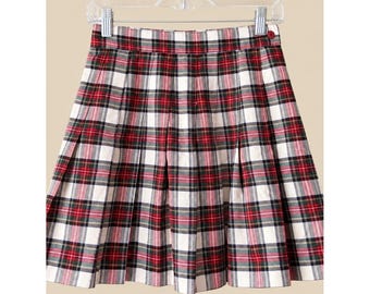 90s Vintage Plaid Pleated Mini Skirt Pelican Cove S