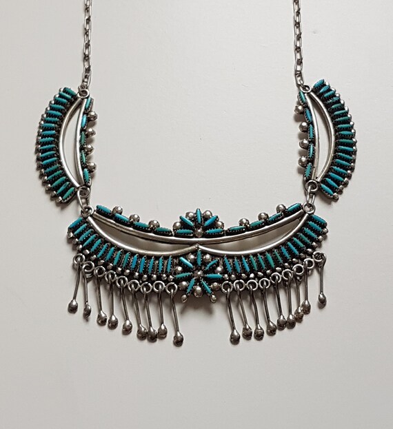 Signed Vintage Native American Zuni Coral Needlepoint Sterling Silver Necklace Old Signed Vintage Native American Zuni Coral Needlepoint Sterling Silver Necklace Old