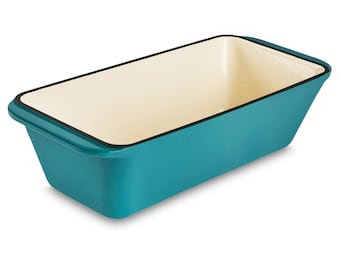 Enameled Cast Iron Loaf Pan, Bread Baking Mold, Meatloaf Pan, Casserole(1 Pound, Turquoise)