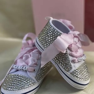 Newborn Baby girl bling Rhinestone Shoes - custom name shoes baby Shower Gift Shoes Baby birthday Shoes- 1st birthday Shoes- name shoes