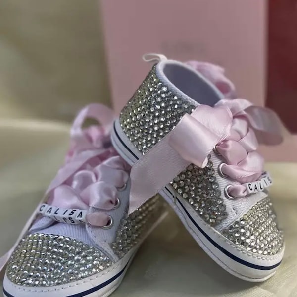 Newborn Baby girl bling Rhinestone Shoes - custom name shoes baby Shower Gift Shoes Baby birthday Shoes- 1st birthday Shoes- name shoes