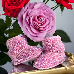 Newborn Baby girl bling Rhinestone Shoes - crib shoes- baby snow boots shower Gift Shoes Baby Christening Baptism Shoes Baby Wedding Shoes