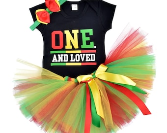 Baby/ Toddler Jamaica Tutu- rasta bob marley Outfit - Cake smash outfit - baby 1st birthday outfit- girl one and loved outfit - baby tutu -