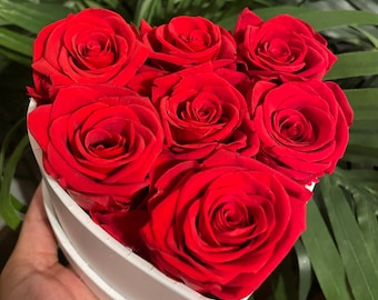 Red Preserved Rose Gift, Eternal Flower, Heart Box