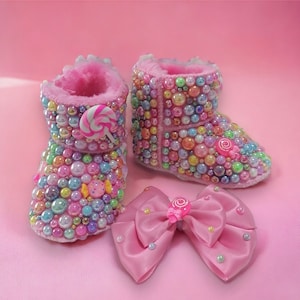 Toddler Baby girl bling Rhinestone Shoes - crib shoes- baby snow boots shower Gift Shoes Baby Christening Baptism Shoes Baby Wedding Shoes