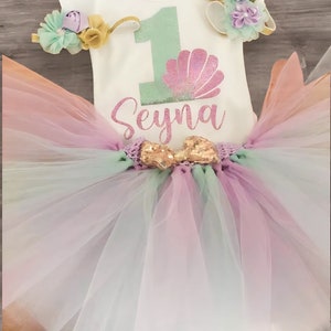 Bebé niña 1er cumpleaños tutu sirena pastel smash traje- 2do traje de cumpleaños - traje de limón - vestido de cumpleaños personalizado - cumpleaños de nombre personalizado