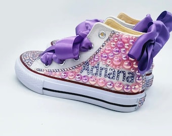 Toddler girl Kids bling pearl 2nd Birthday 3rd birthday Shoes - customized name shoes Birthday Shoes- 1st Birthday Shoes -