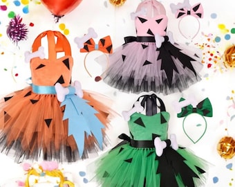 Flintstones Tutu Dress with Headband – Toddler Halloween dress up Costume
