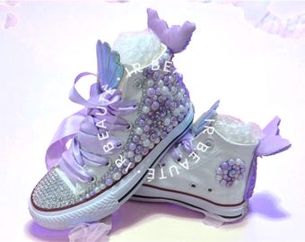 Bling Pearl Mermaid Shoes: Custom Birthday Shoes for Baby Toddler Girls