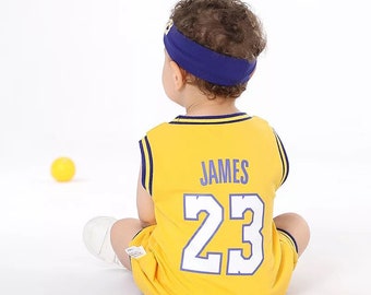 Combi-short LA Basketball personnalisé pour bébé/enfant en bas âge avec bandeau