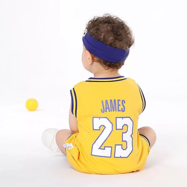 Baby/Toddler customized LA Basketball Romper with Headband