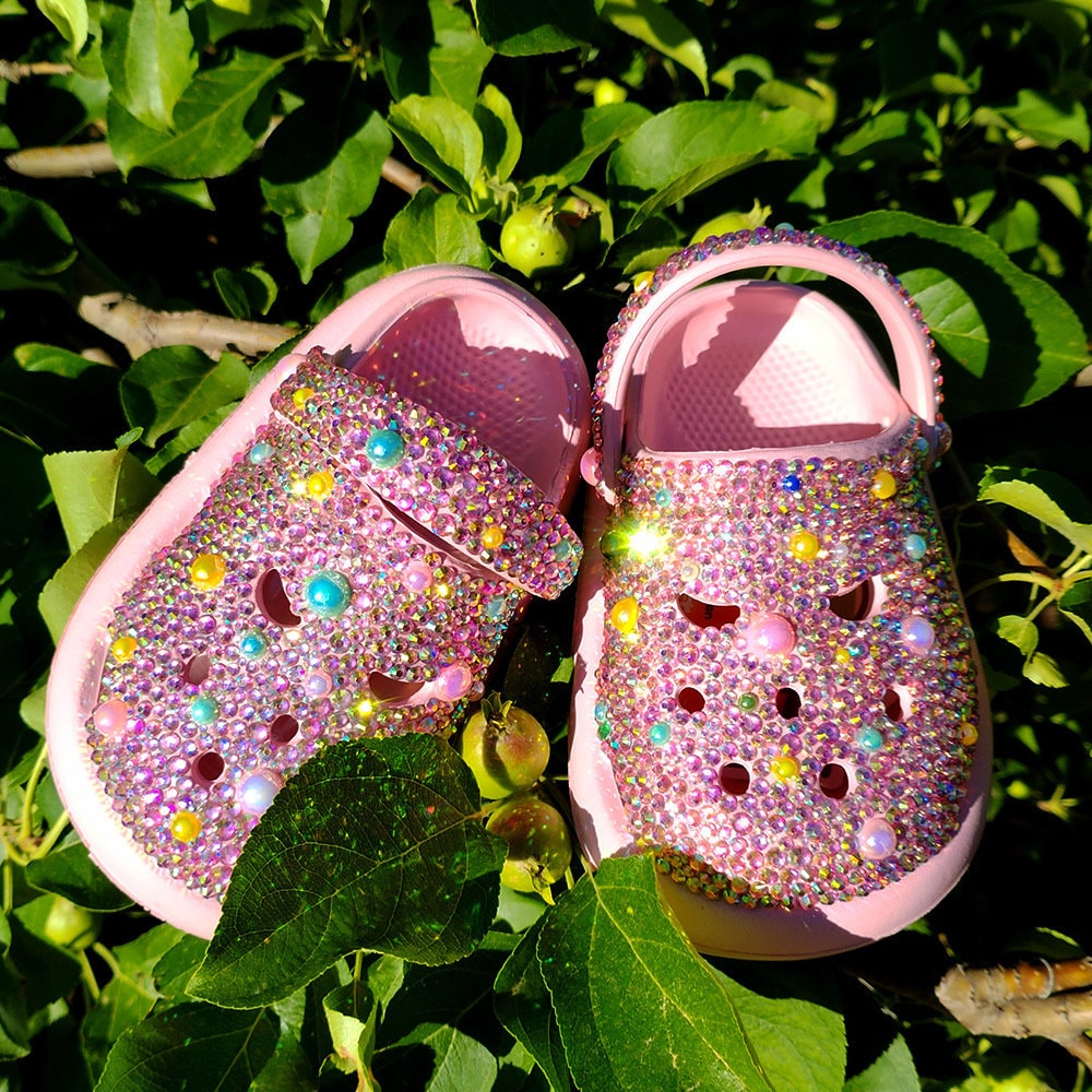Baby Toddler Customized Blinged Croc Slides Rhinestone Crocs