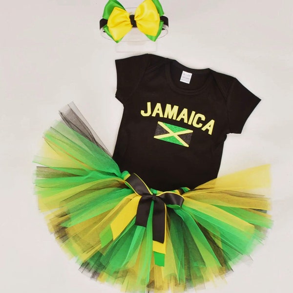 Baby/ Toddler Jamaica Tutu- Jamaica Outfit - Cake smash outfit - baby 1st birthday outfit- girl Jamaica outfit - baby tutu -