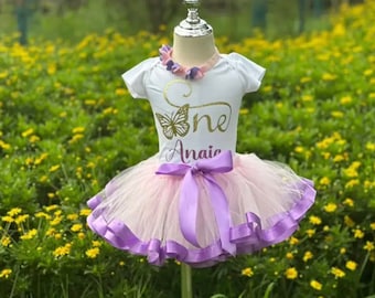 Baby Girl 1st Birthday Outfit – Butterfly Tutu, Custom Romper