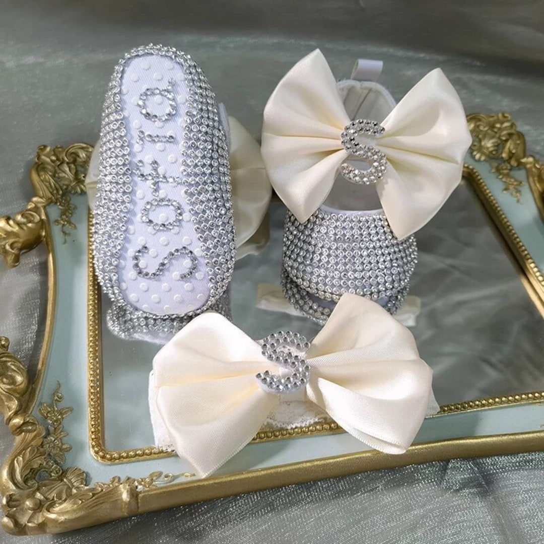 Newborn Baby Girl Bling Rhinestone Shoes Customized Inital Shoes Baby