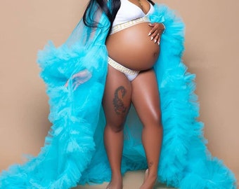 Maternity Bridal Photoshoot Robe Dress Tulle Ruffle customized