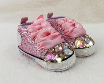 Newborn Bling Rhinestone Baby Shoes – Custom Name, Baby Shower Gift