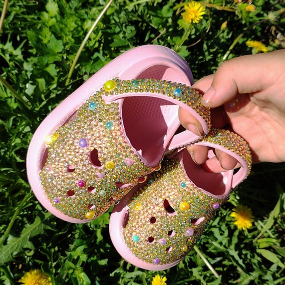 Baby Toddler Customized Blinged Croc Slides Rhinestone Crocs