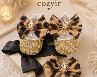 Bling Rhinestone Leopard Baby Shoes – Handmade Shower Gift