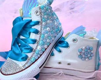 Pearl Mermaid Shoes: Customized Baby Toddler Birthday Shoes
