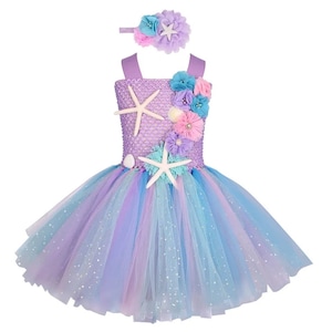 Baby Toddler girl Kids mermaid tutu+headband dress 1st Birthday 2nd birthday dress - customized mermaid Birthday- purple tutu dress