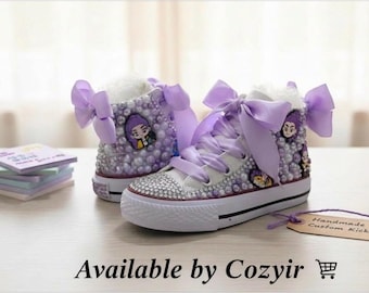 Toddler girl Kids bling pearl custom Kpop Shoes customized name shoes Birthday Shoes- 1st Birthday Shoes- birthday sneakers