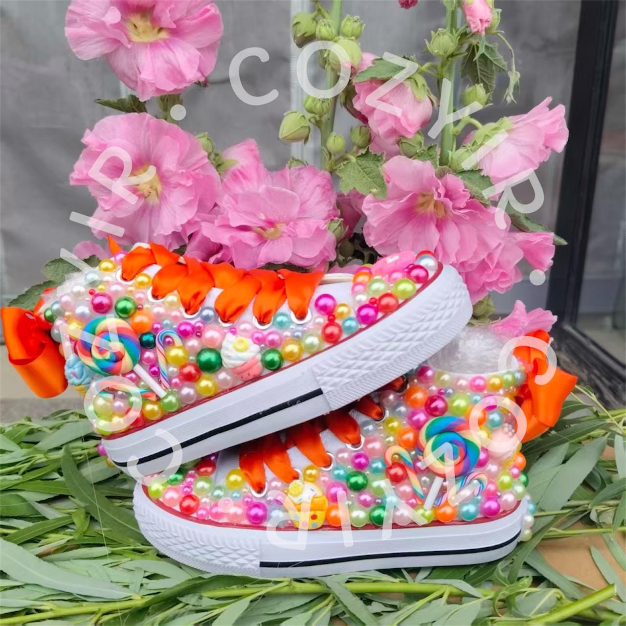 Toddler girl Kids bling pearl - sneaker ball shoes - customized name shoes Birthday Shoes- 1st Birthday Shoes - candy shoes- candy birthday