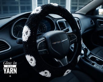 Glow in the Dark Skull Steering Wheel Cover-Goth Car Decor, Witchy Car Accessories for Emo and Pastel Goth, Halloween Gift Whimsigoth  Style