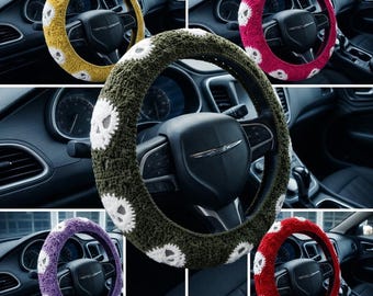 Glow in the Dark Skull Steering Wheel Cover-Goth Car Decor, Witchy Car Accessories for Emo and Pastel Goth, Halloween Gift Whimsigoth  Style