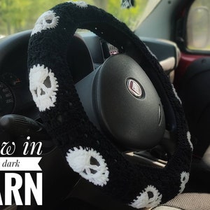 Skull car accessories for women Halloween steering wheel cover for men Glow in the dark Goth car decor Horror car interior Popular right now