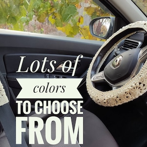 Car accessories for women Ivory crochet steering wheel cover boho Girly auto accessory Hippie decor  New driver gift Best friend gift
