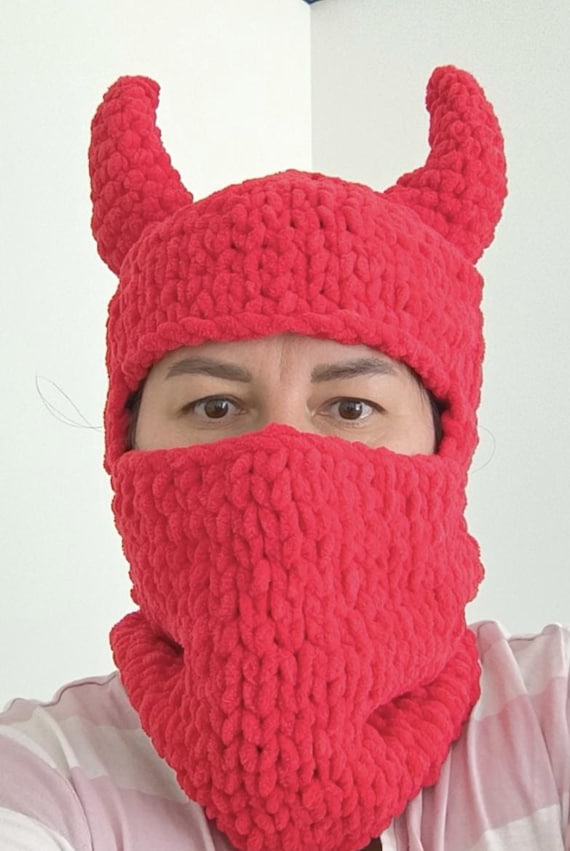Balaclava Knit Devil Horns Balaclava With Ears Ski Mask Full Face