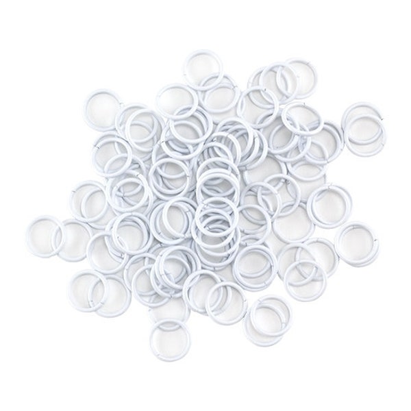 Colored Open Jump Rings - White Color - Round 8mm - 17 gauge - Pkg/50