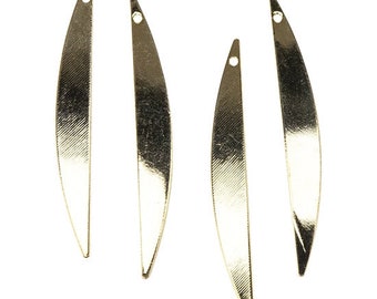 Brass Pendants - Long Blade - 18k Gold Plated - Pkg/4